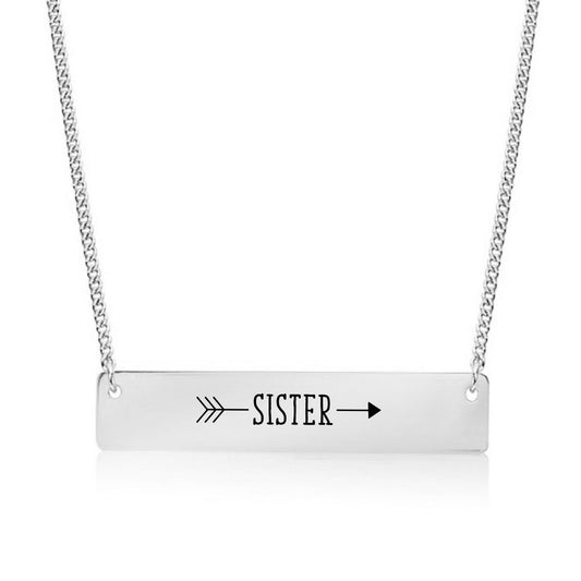 Silver Sister Arrow Bar Necklace