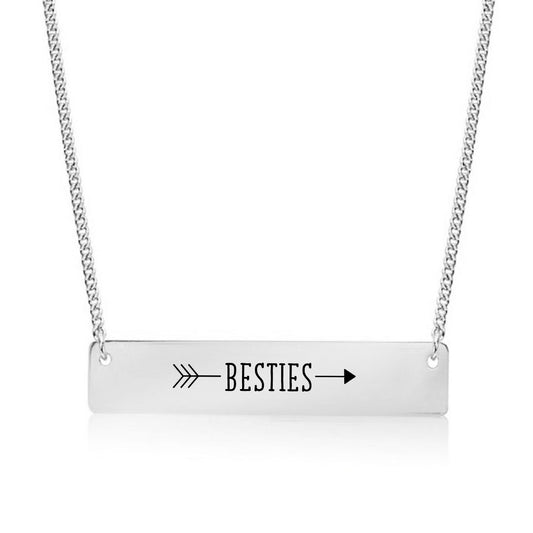 Silver Besties Arrow Bar Necklace