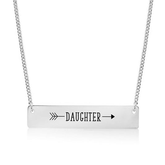 Silver Daughter Arrow Bar Necklace