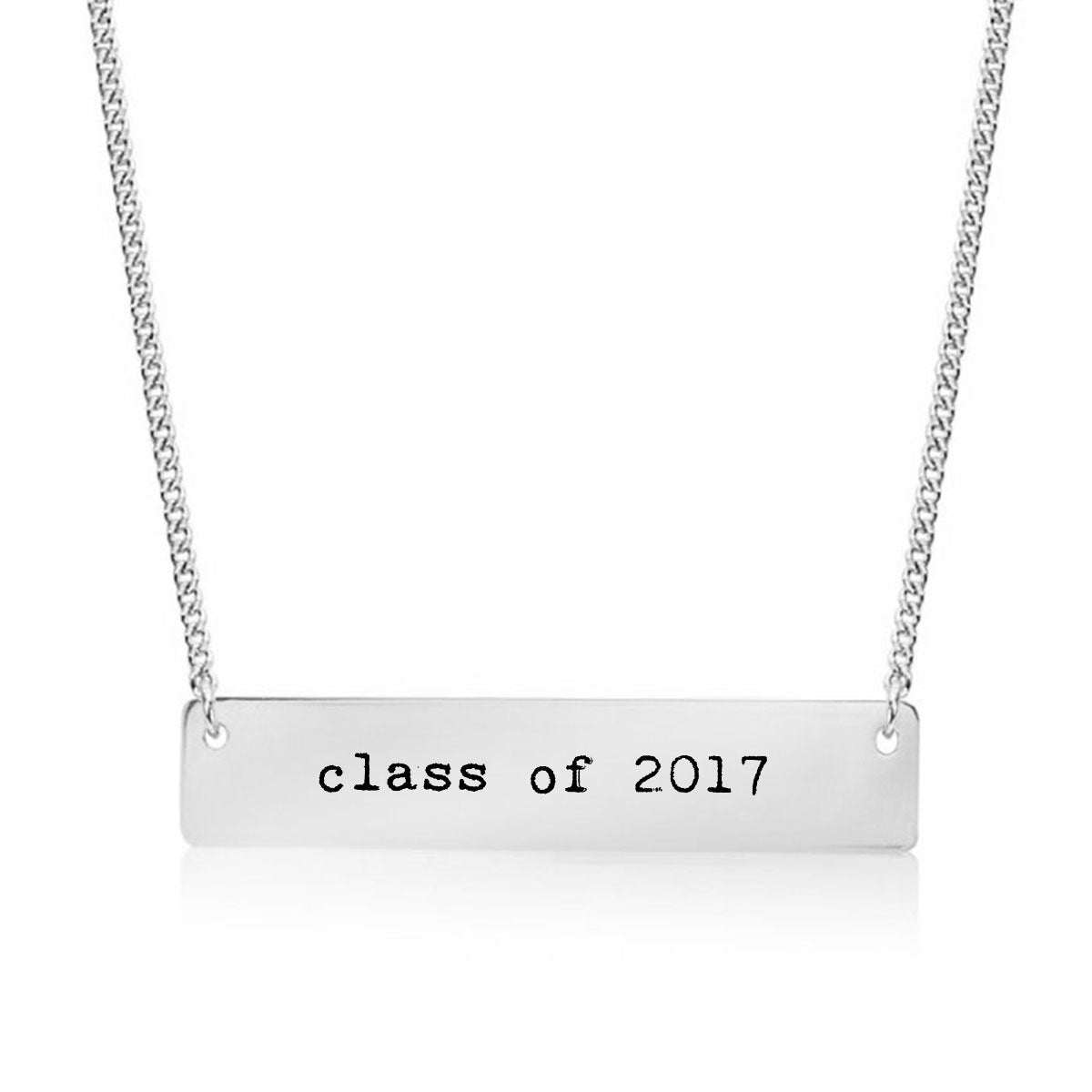 Silver Class of 2017 Bar Necklace