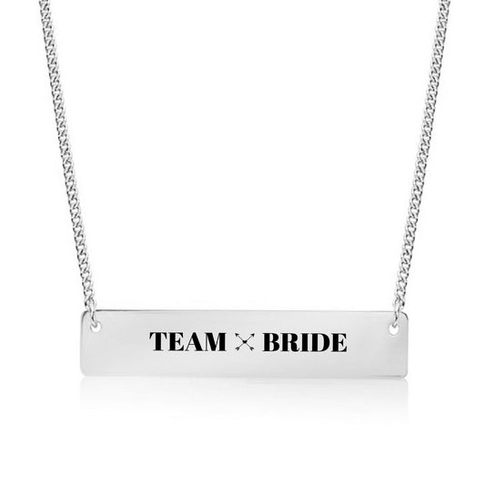Silver Team Bride Bar Necklace
