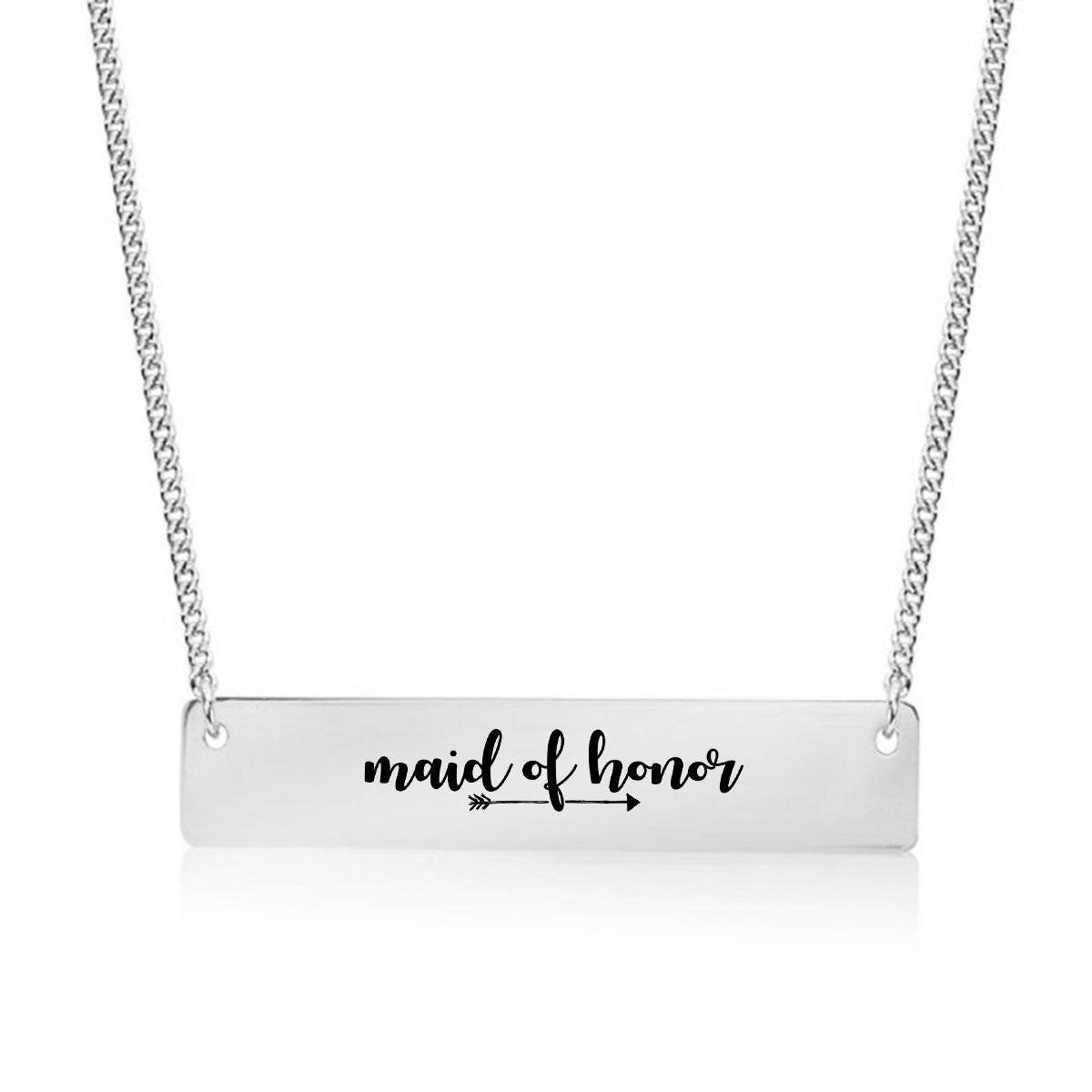 Silver Maid of Honor Bar Necklace
