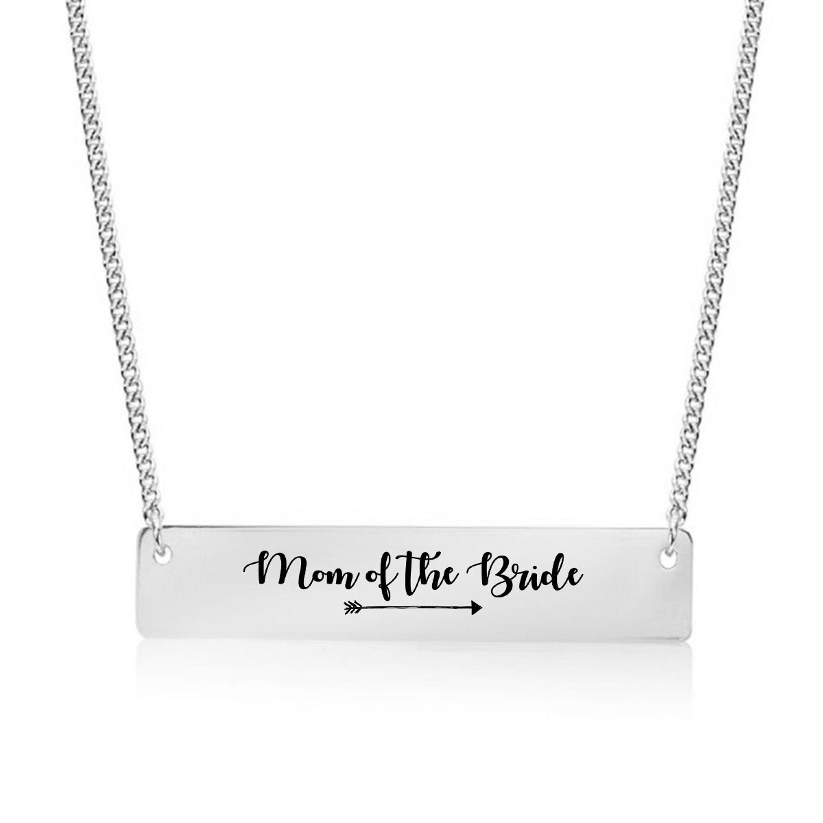 Silver Mom of the Bride Bar Necklace