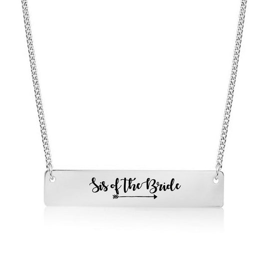 Silver Sis of the Bride Bar Necklace