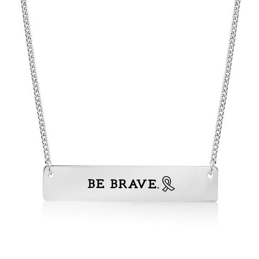 Silver Be Brave Ribbon Bar Necklace