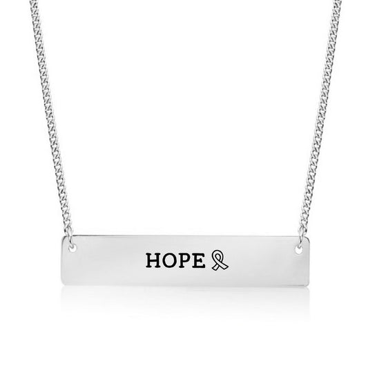 Silver Hope Ribbon Bar Necklace