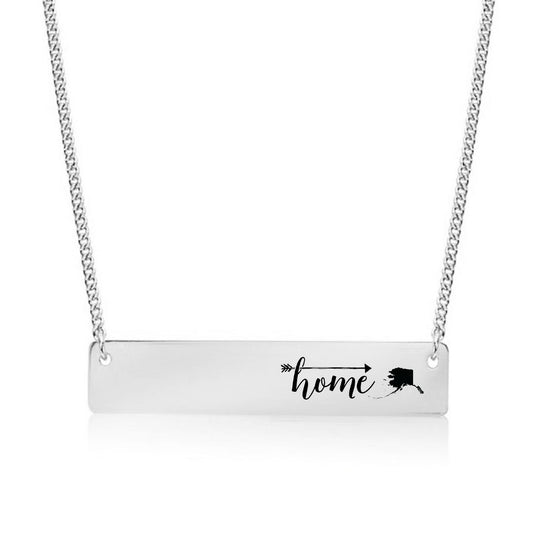 Silver Home is Alaska Bar Necklace