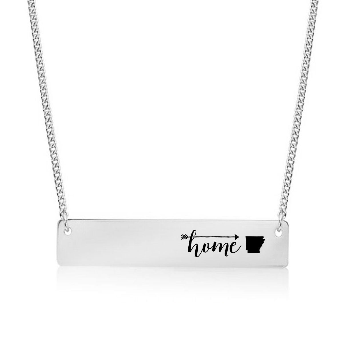 Silver Home is Arkansas Bar Necklace