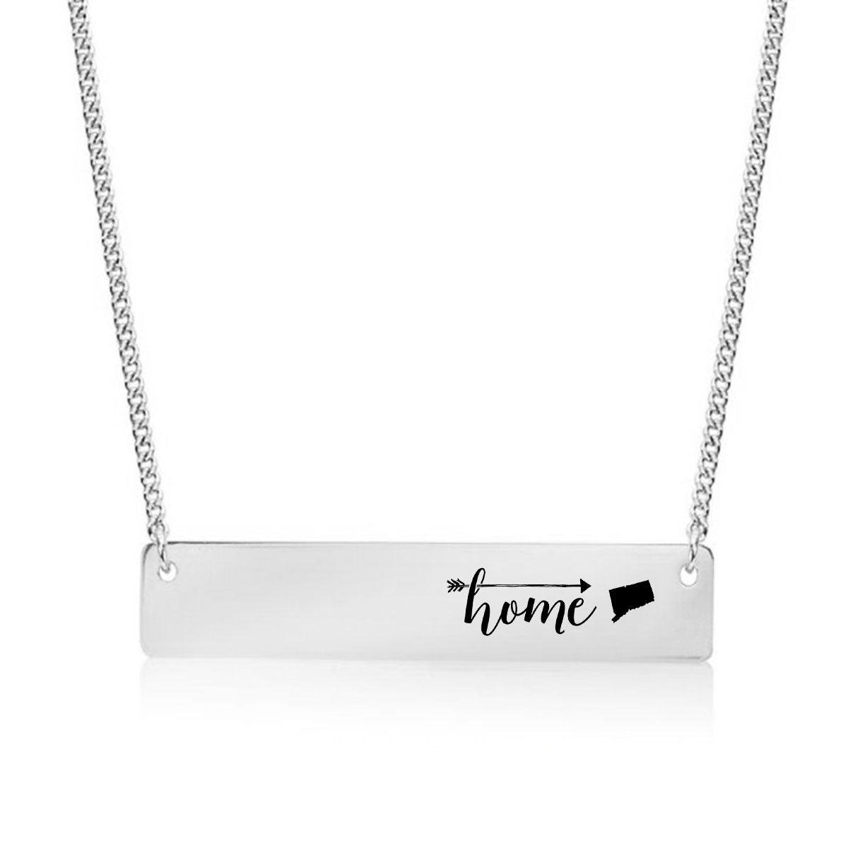 Silver Home is Connecticut Bar Necklace
