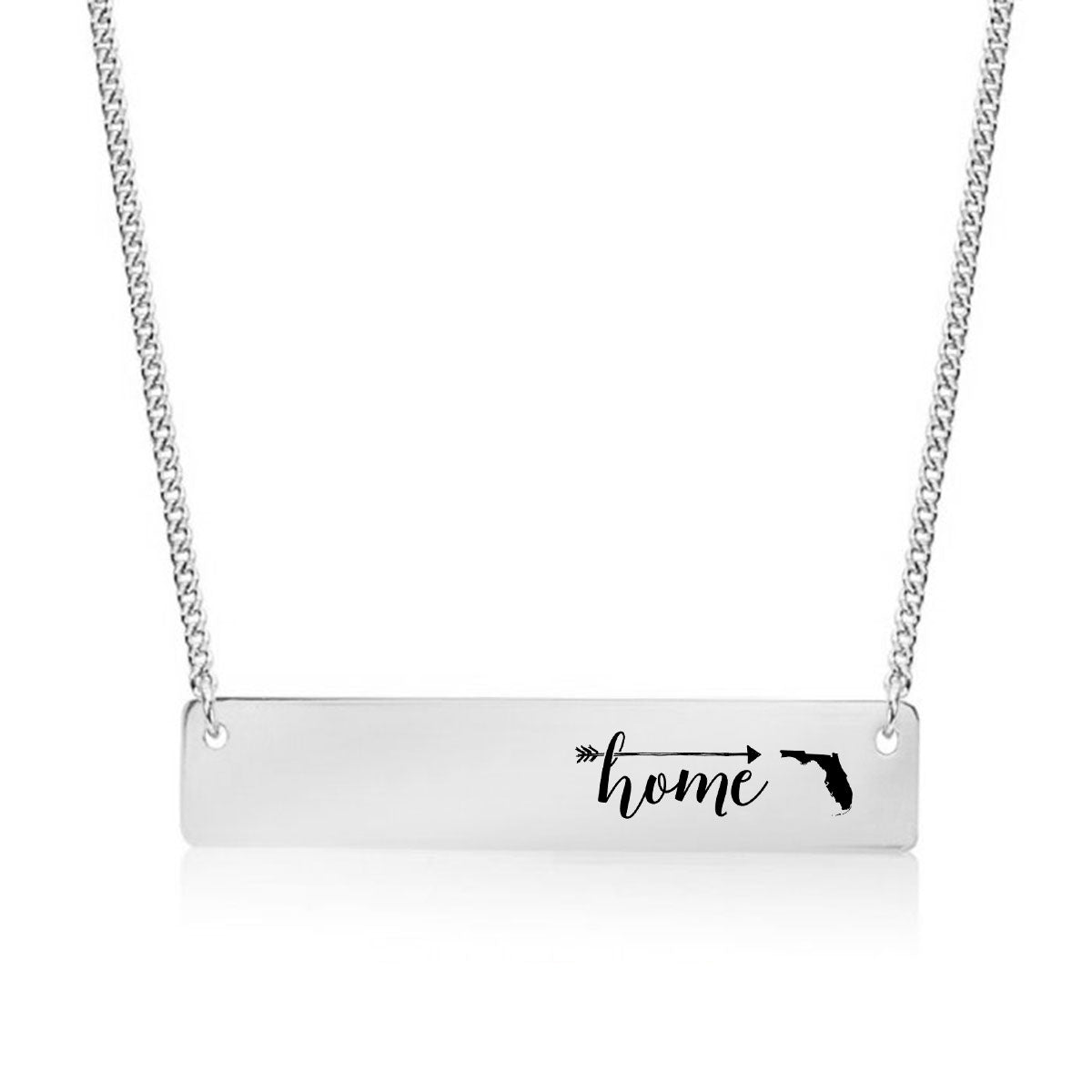 Silver Home is Florida Bar Necklace