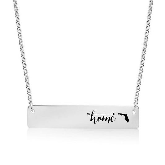 Silver Home is Florida Bar Necklace