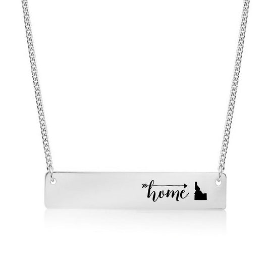 Silver Home is Idaho Bar Necklace