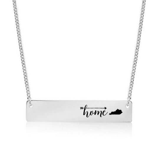 Silver Home is Kentucky Bar Necklace