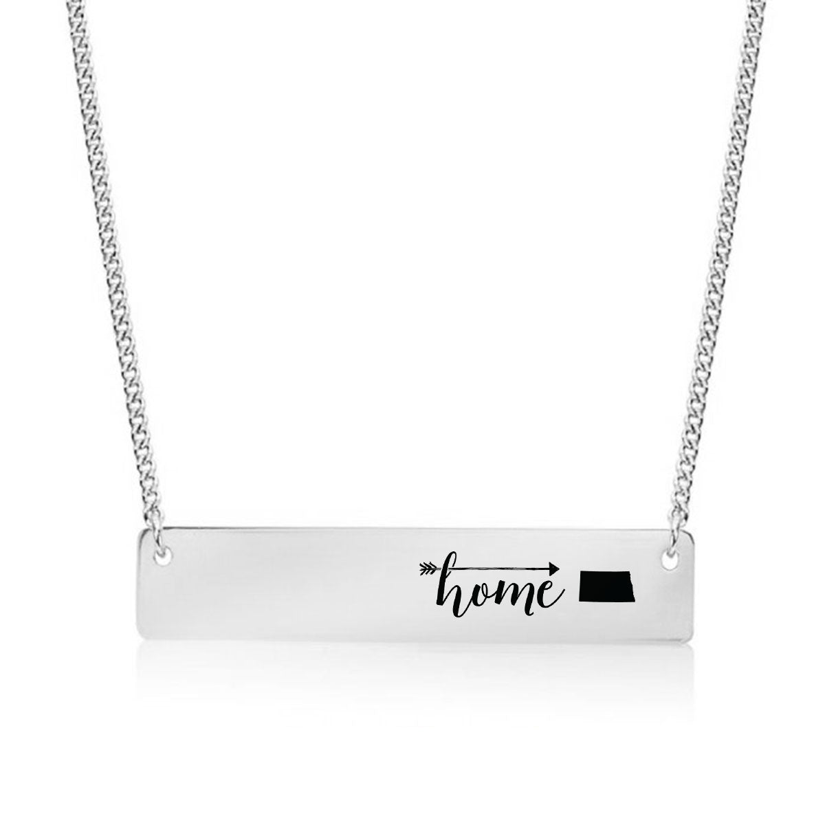 Silver Home is North Dakota Bar Necklace