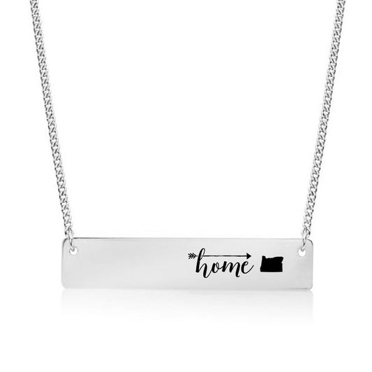 Silver Home is Oregon Bar Necklace
