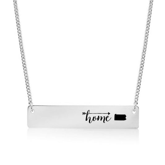 Silver Home is Pennsylvania Bar Necklace