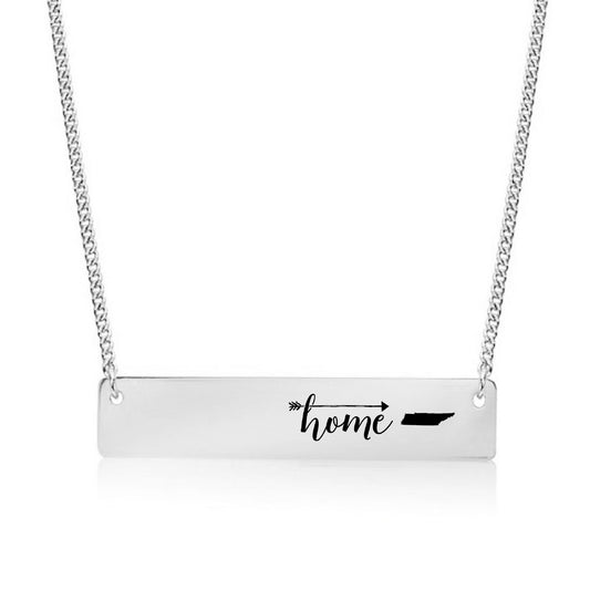 Silver Home is Tennessee Bar Necklace