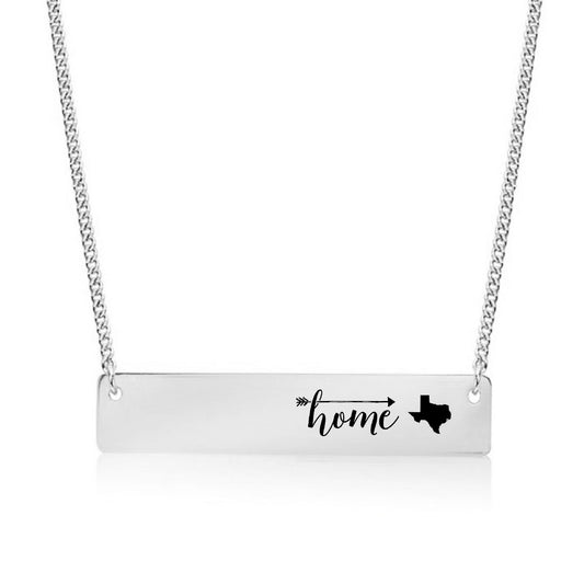 Silver Home is Texas Bar Necklace