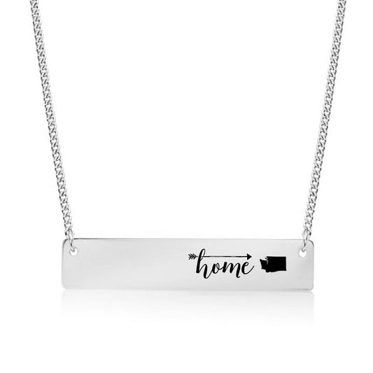 Silver Home is Washington Bar Necklace