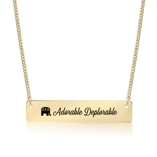 Gold Adorable Deplorable Bar Necklace