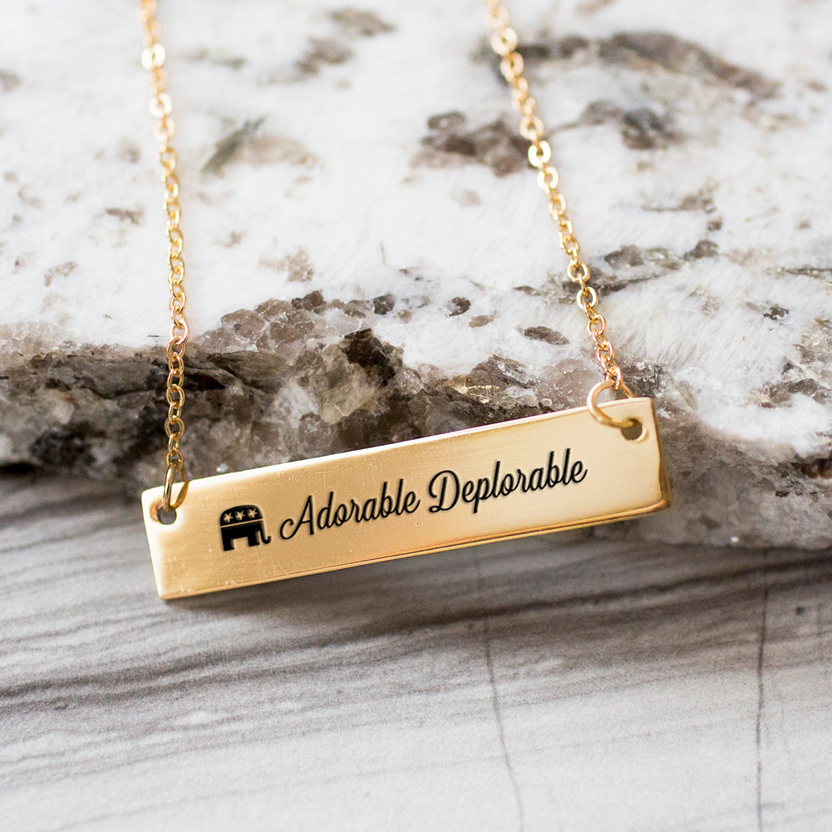 Gold Adorable Deplorable Bar Necklace