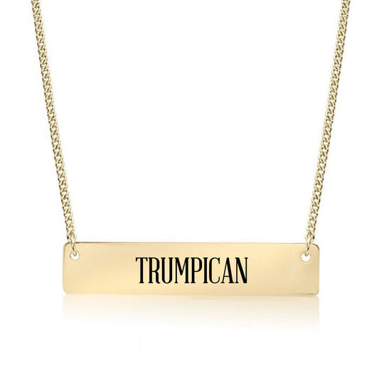 Gold Trumpican Bar Necklace