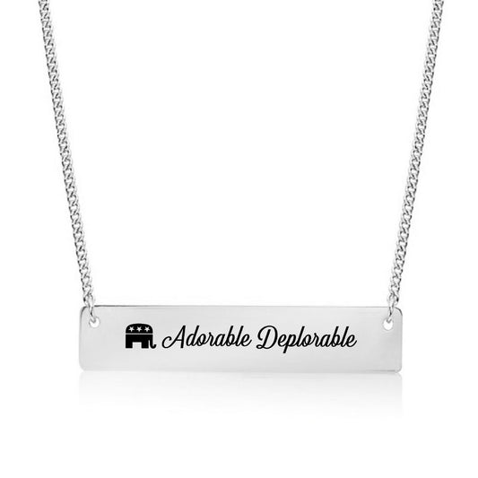 Silver Adorable Deplorable Bar Necklace