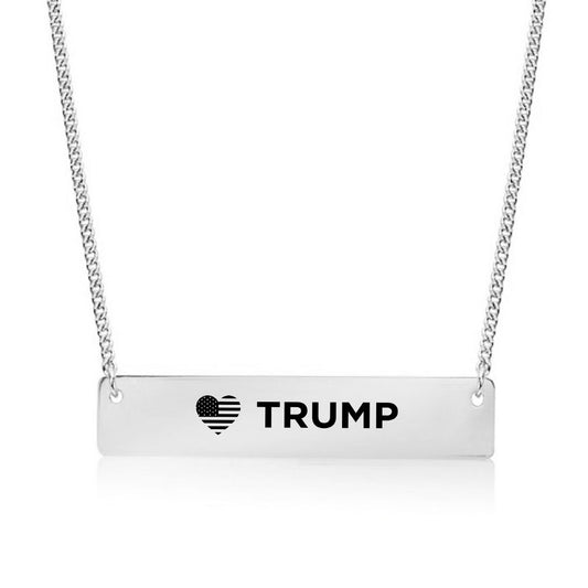 Silver Trump Support Bar Necklace