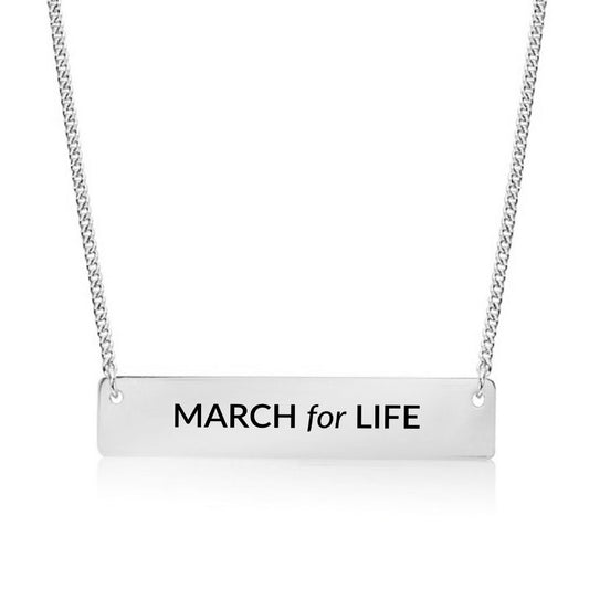 Silver March for Life Bar Necklace