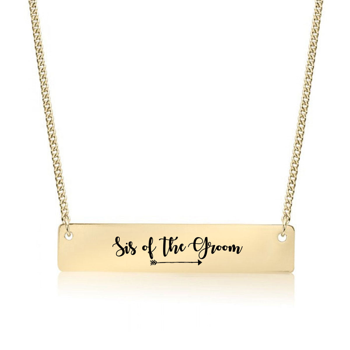 Gold Sis of the Groom Bar Necklace