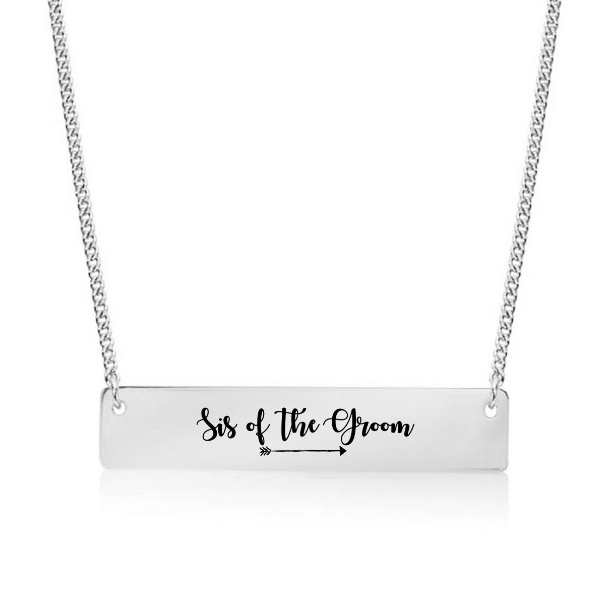 Silver Sis of the Groom Bar Necklace