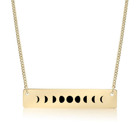 Gold Moon Phases Bar Necklace