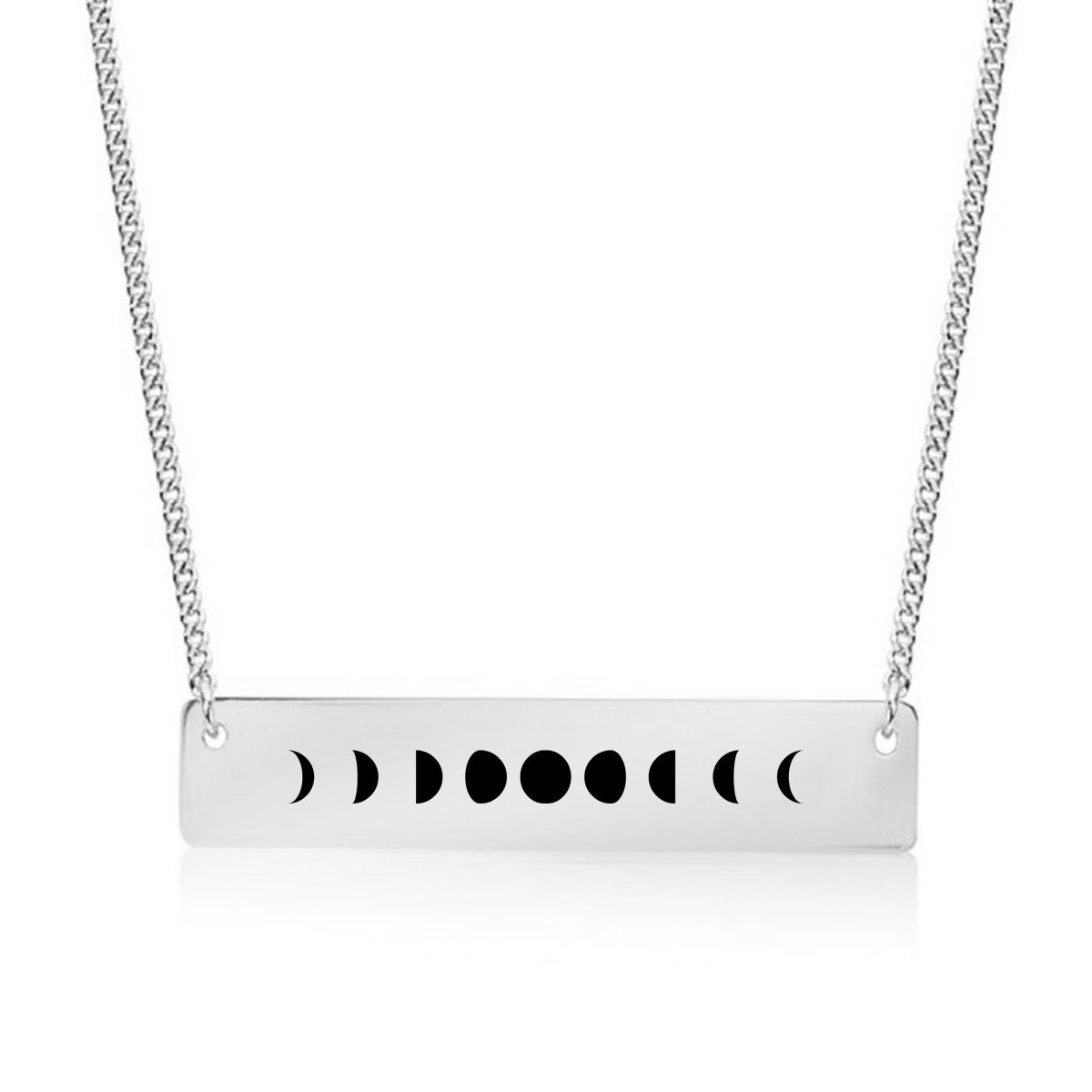 Silver Moon Phases Bar Necklace