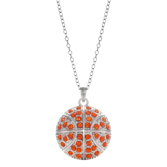 Silver Basketball Charm Classic Necklace