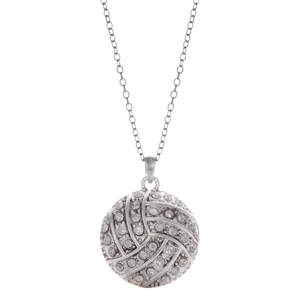 Silver Volleyball Charm Classic Necklace