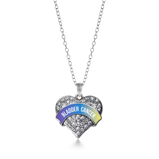 Silver Bladder Cancer Awareness Pave Heart Charm Classic Necklace