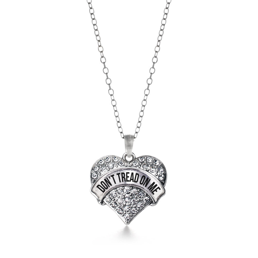 Silver Don't Tread on Me Pave Heart Charm Classic Necklace