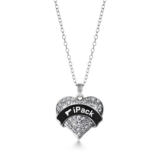 Silver iPack Pave Heart Charm Classic Necklace