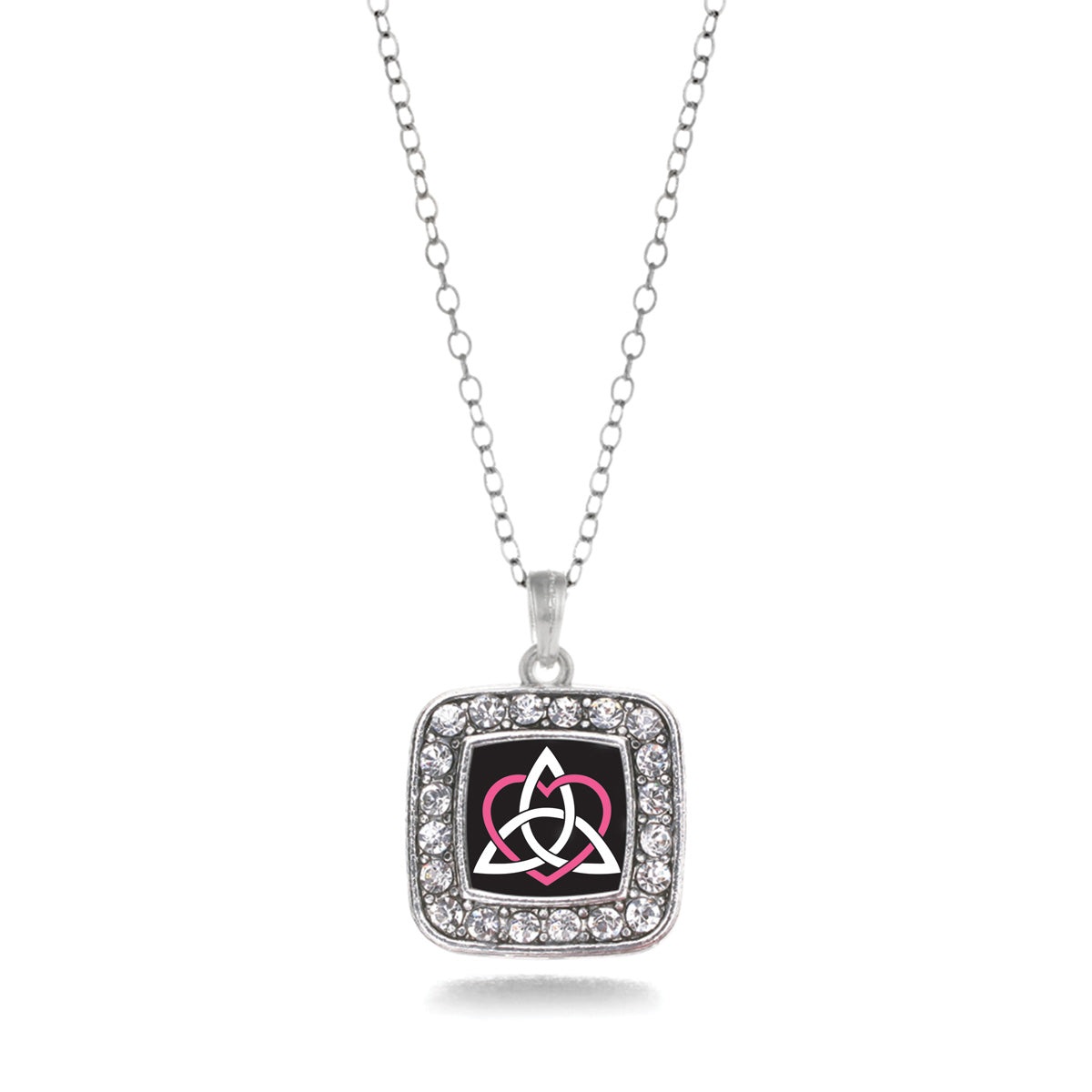 Silver Celtic Sisters Knot Square Charm Classic Necklace
