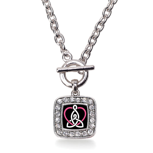 Silver iPack Square Charm Toggle Necklace