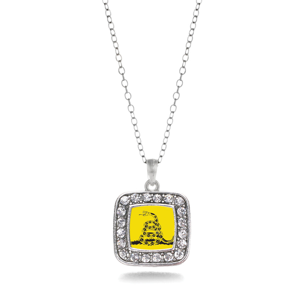 Silver Don't Tread on Me Square Charm Classic Necklace
