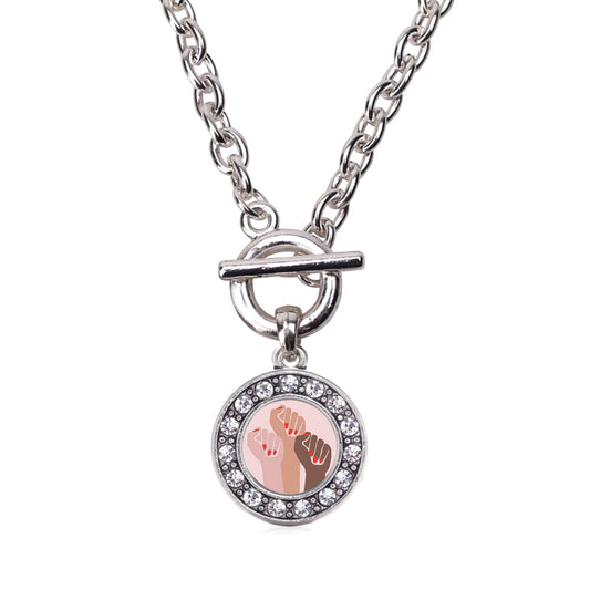 Silver Womens March - Unite! Circle Charm Toggle Necklace