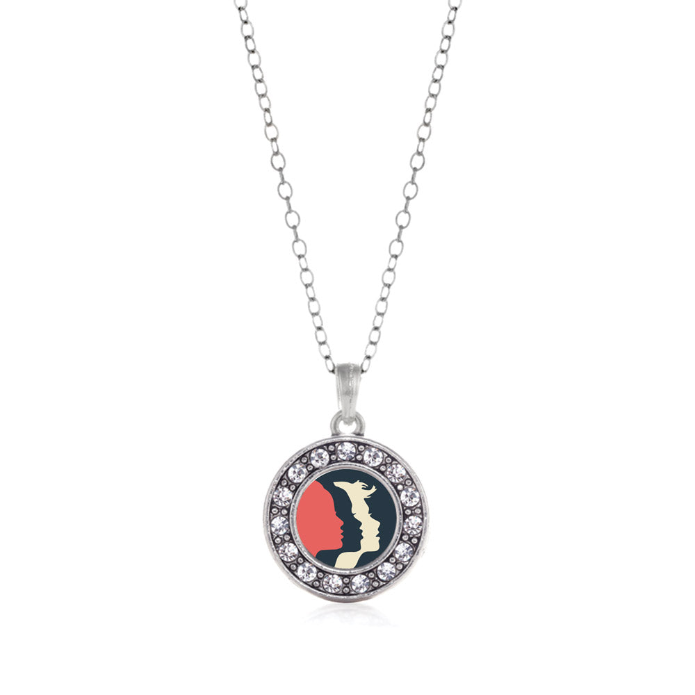 Silver Womens March Logo Circle Charm Classic Necklace