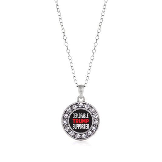 Silver Deplorable Trump Supporter Circle Charm Classic Necklace