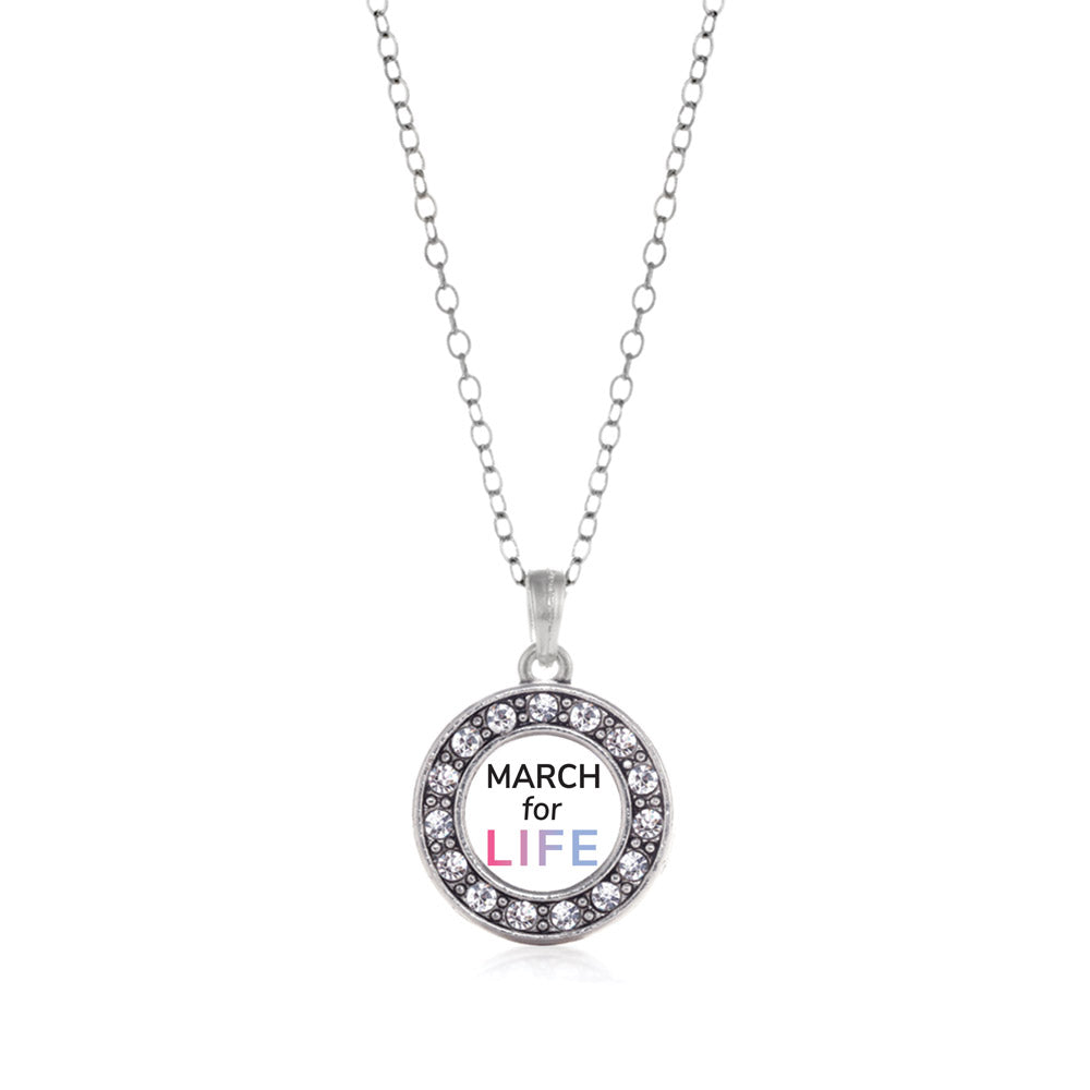Silver March for Life Circle Charm Classic Necklace