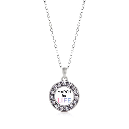 Silver March for Life Circle Charm Classic Necklace