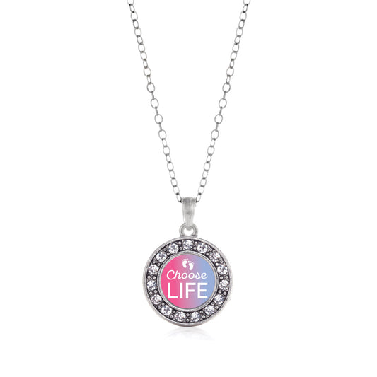 Silver Choose Life Circle Charm Classic Necklace