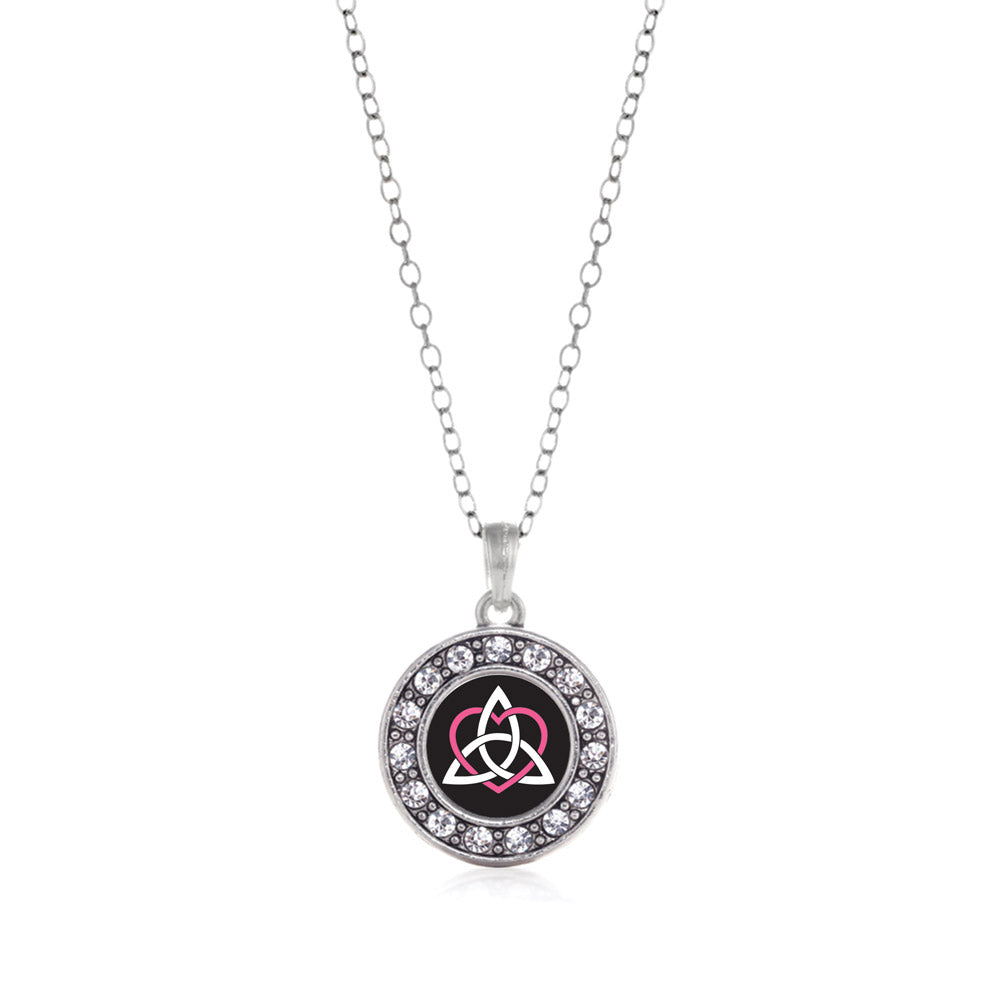 Silver Celtic Sisters Knot Circle Charm Classic Necklace