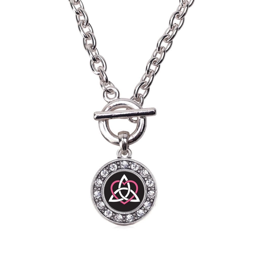 Silver Celtic Sisters Knot Circle Charm Toggle Necklace