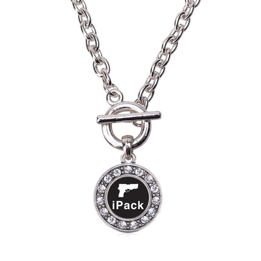 Silver iPack Circle Charm Toggle Necklace